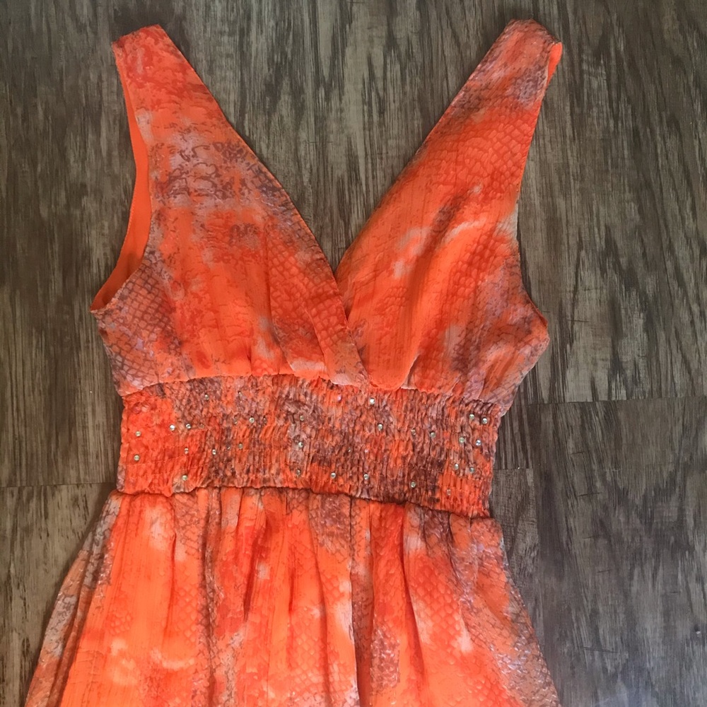 JESSICA TAYLOR ORANGE HI LOW CHIFFON DRESS